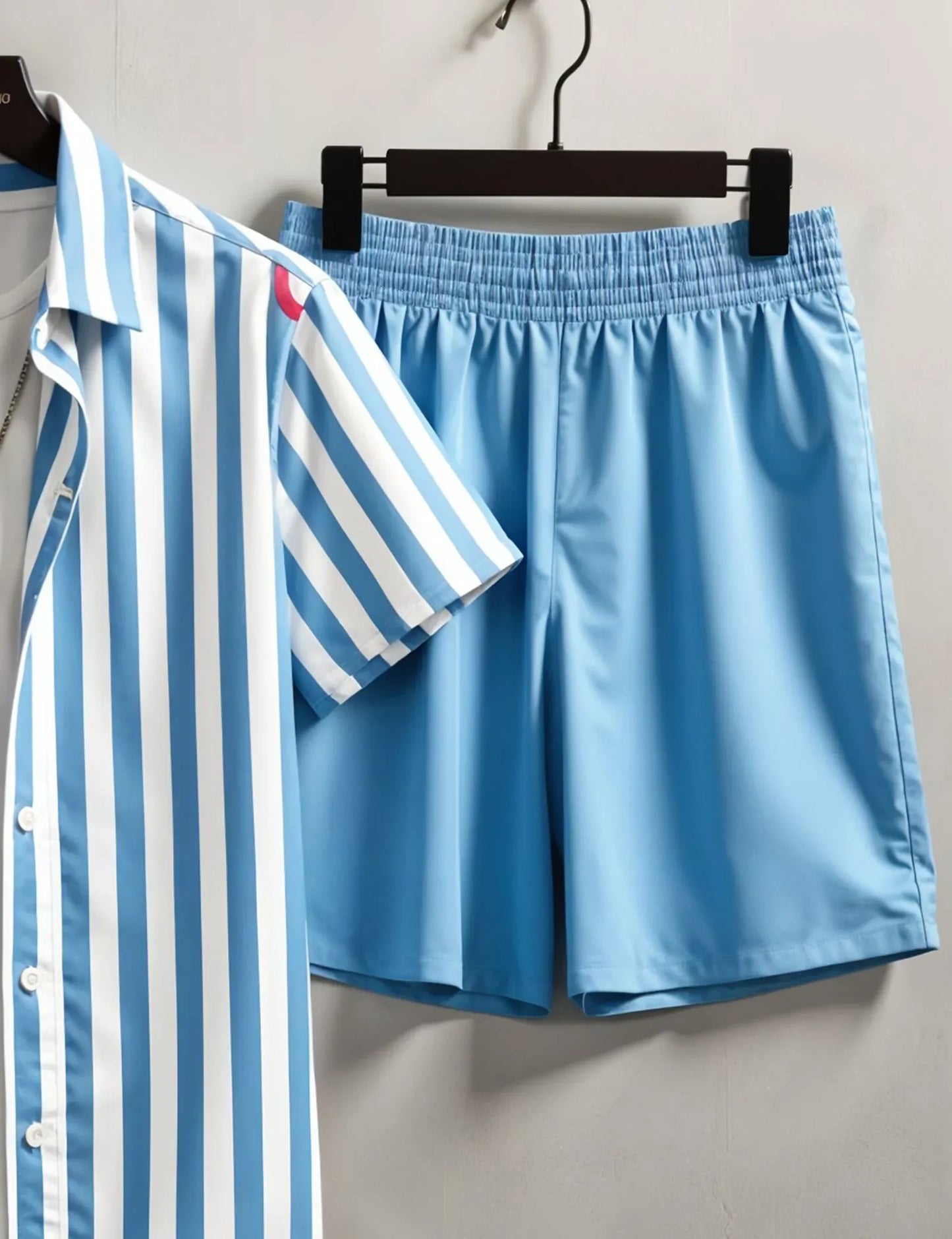 Men's Flamingo Print & Striped Shirt with Shorts Set – Fun Tropical Summer Outfit - Prime Fitz