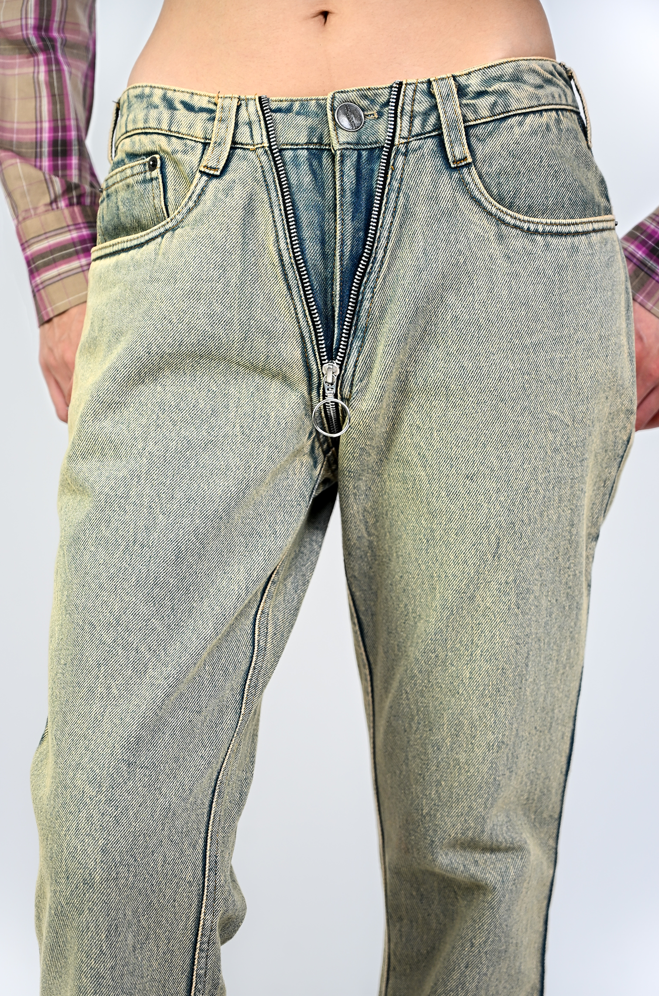 Vintage bootcut denim with zippered detail