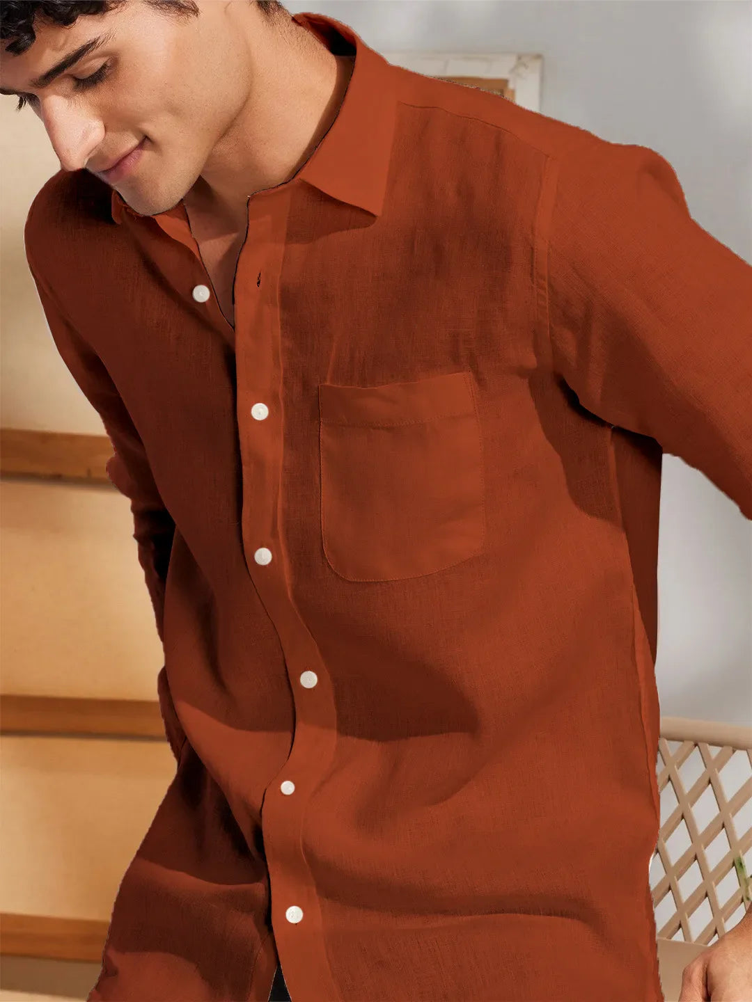 Solid Orange Premium Cotton Casual Full Sleeve Shirt for Men - Prime Fitz