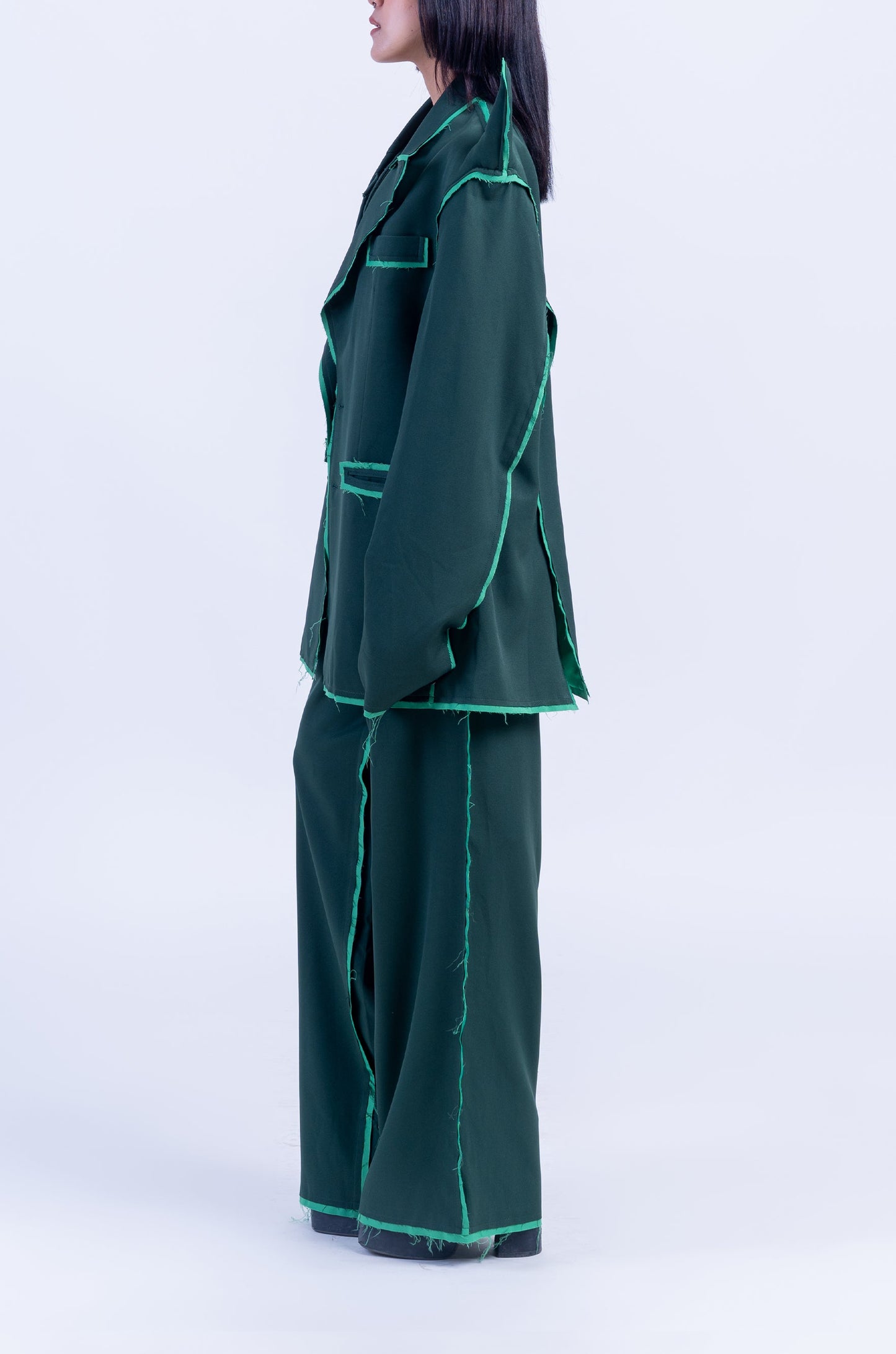 The Devil Wears HUEMN Blazer 'Raw Edged' (Green)