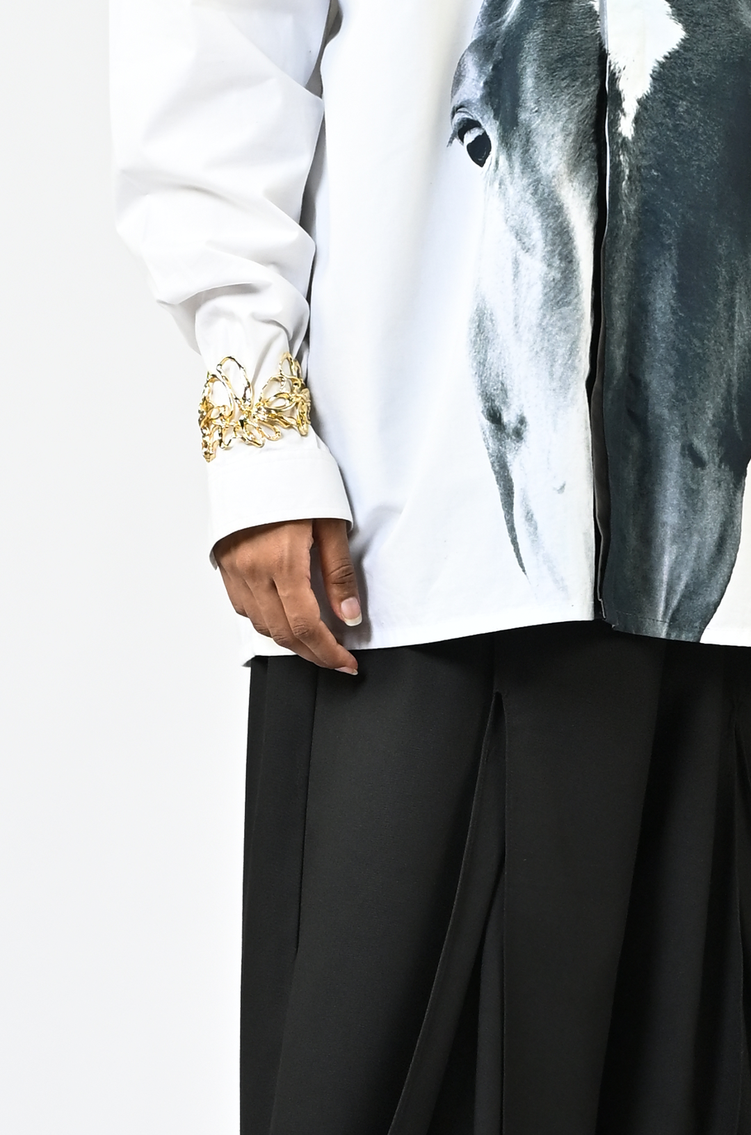 Horse printed cotton shirt - White