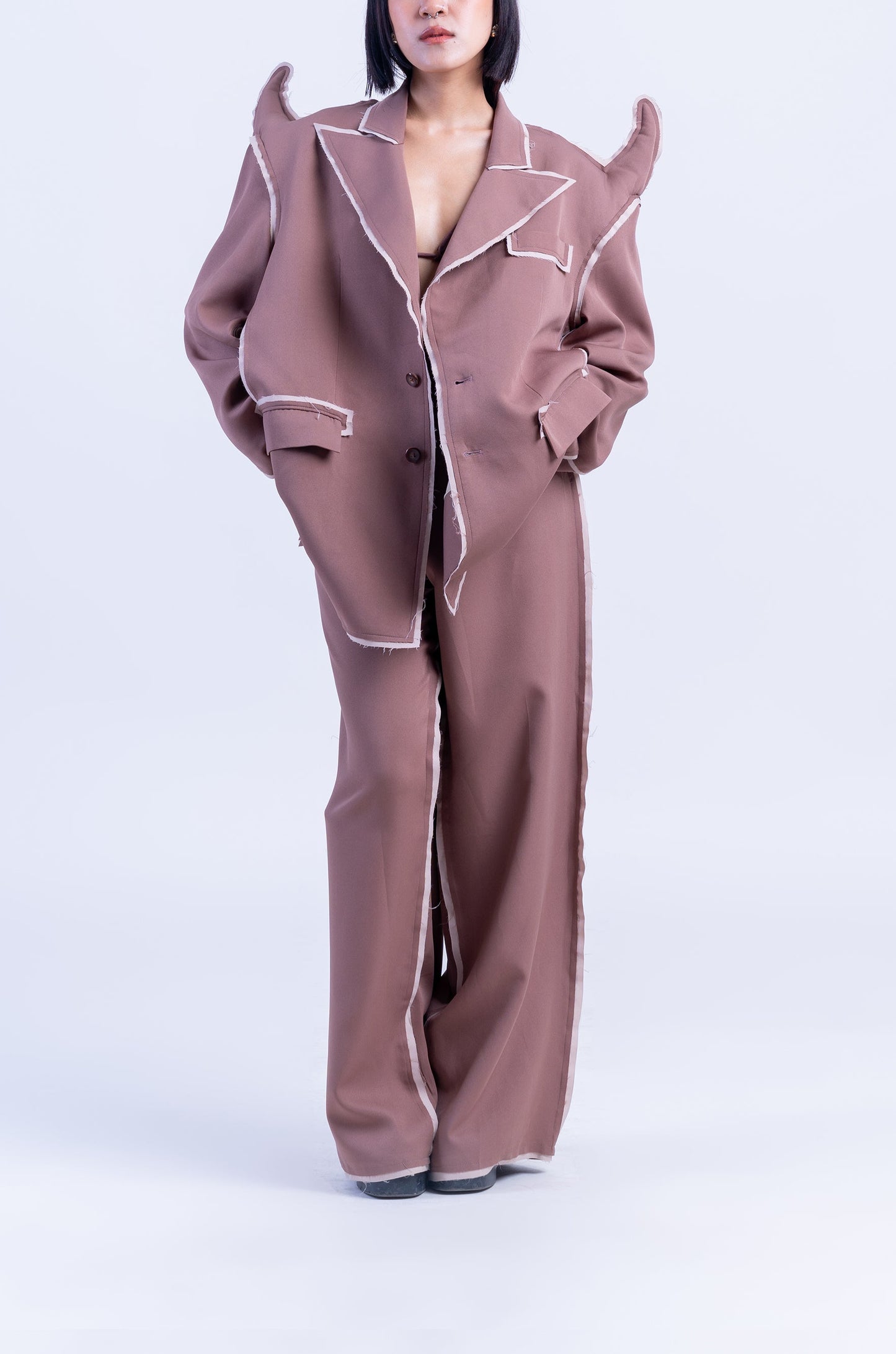 The Devil Wears HUEMN Blazer 'Raw Edged' (Beige)