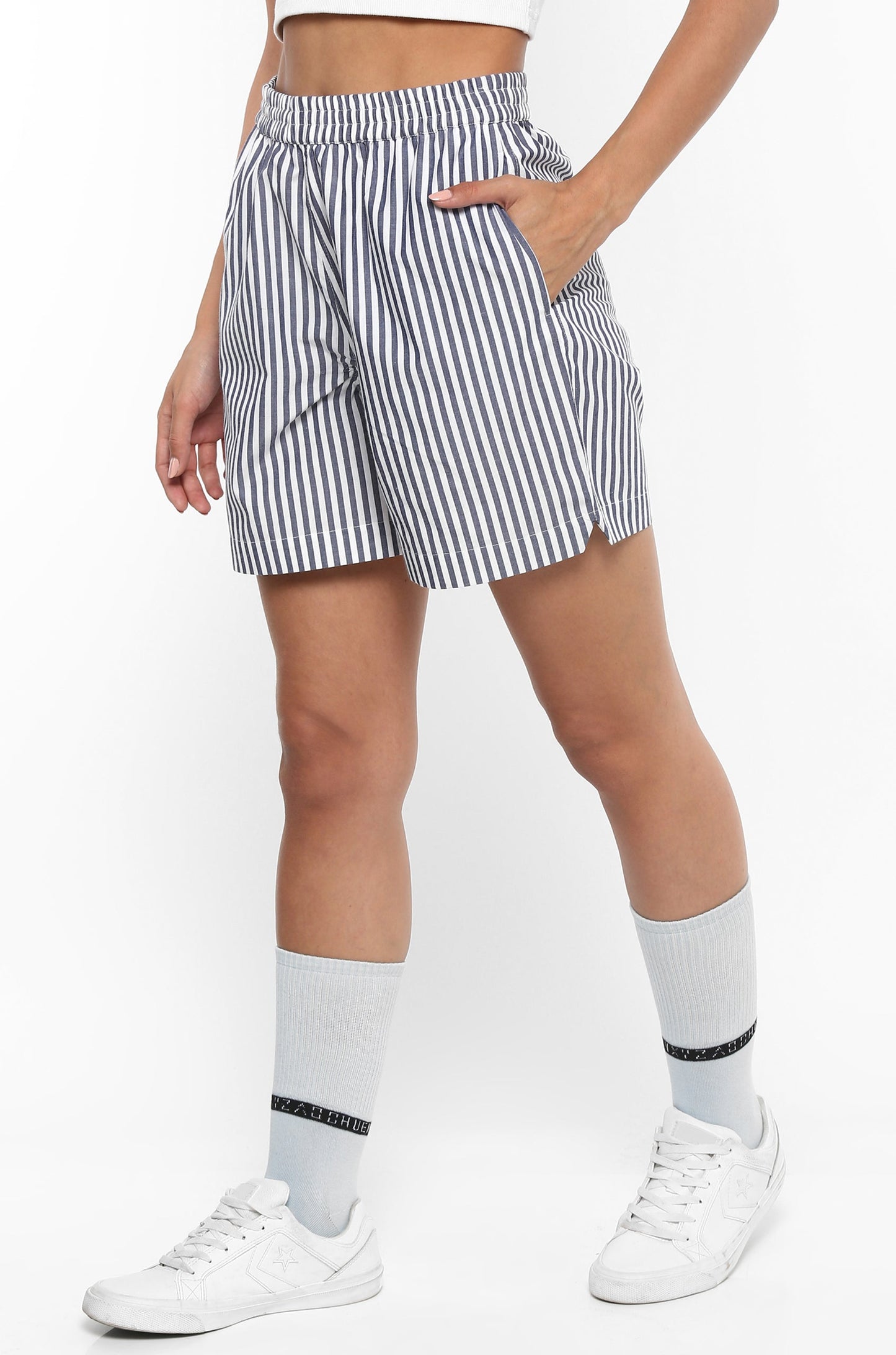 Huemn Gorilla Insignia Striped Shorts (Slate Grey)