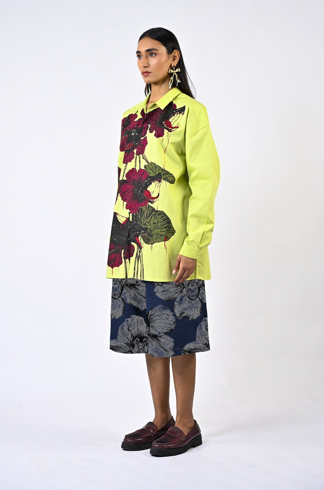 Canine printed denim jorts