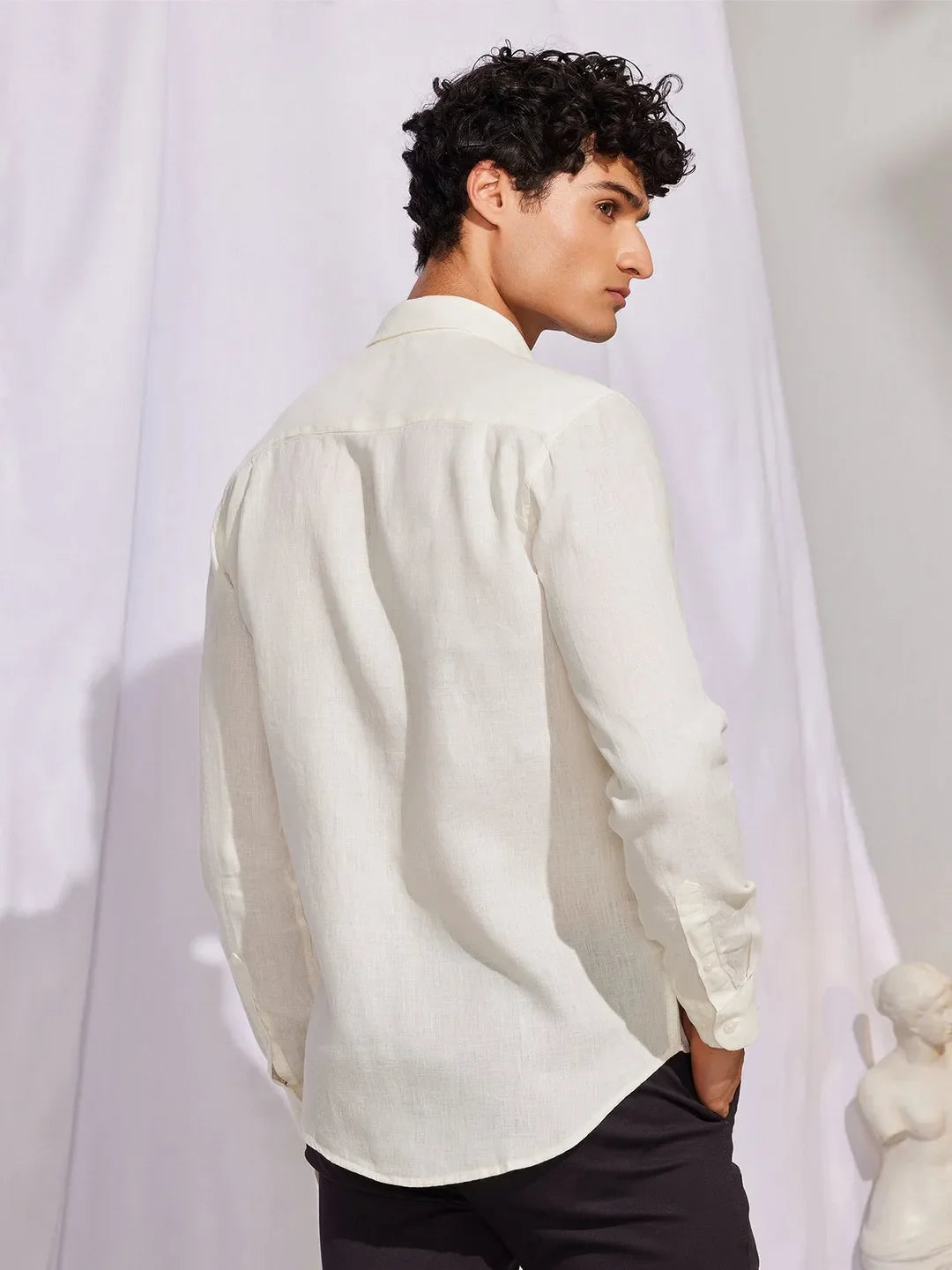 Solid White Premium Cotton Casual Full Sleeve Shirt for Men - Prime Fitz