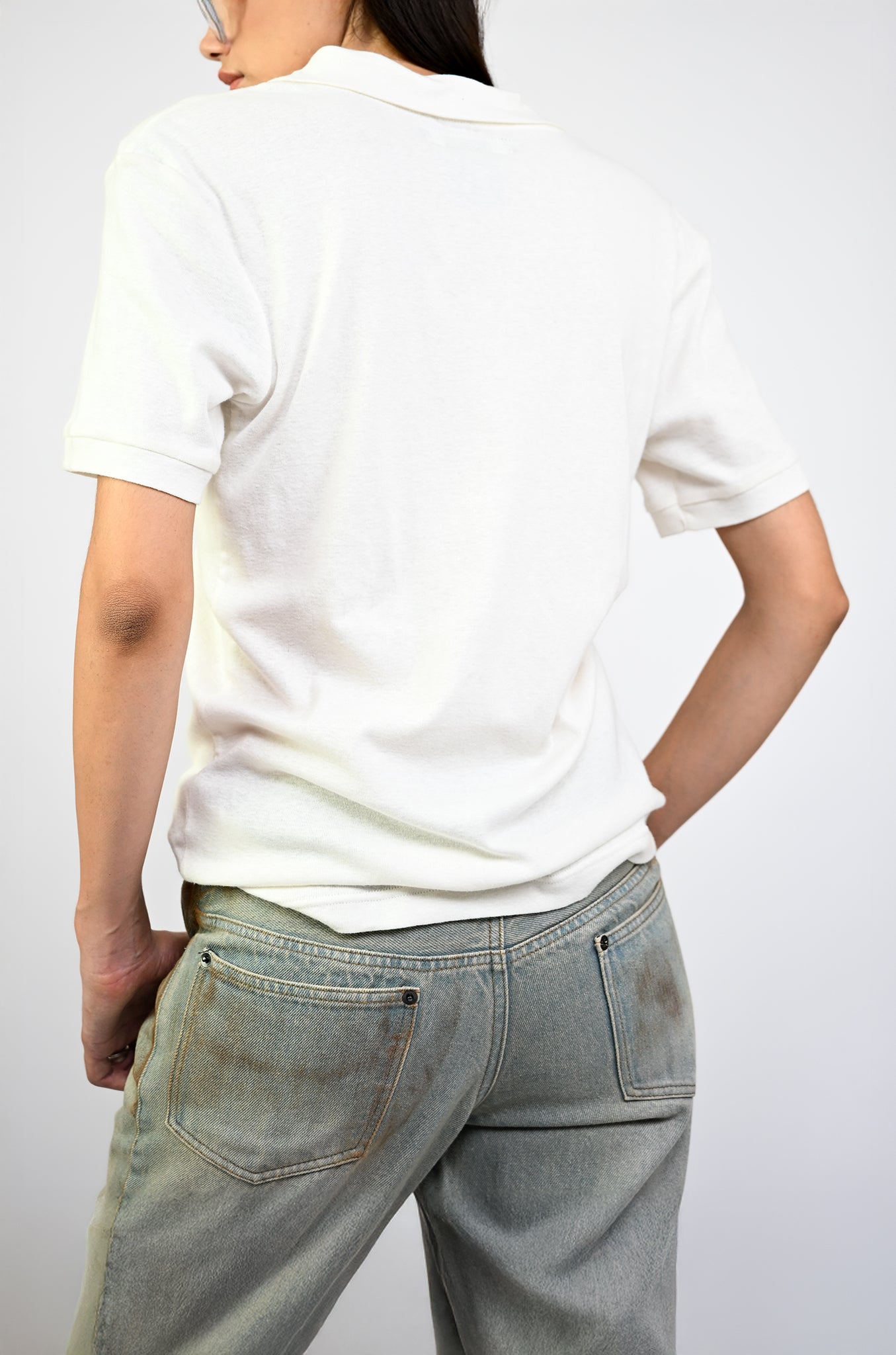 Polo T-shirt with deconstructed detail (Women's)-White