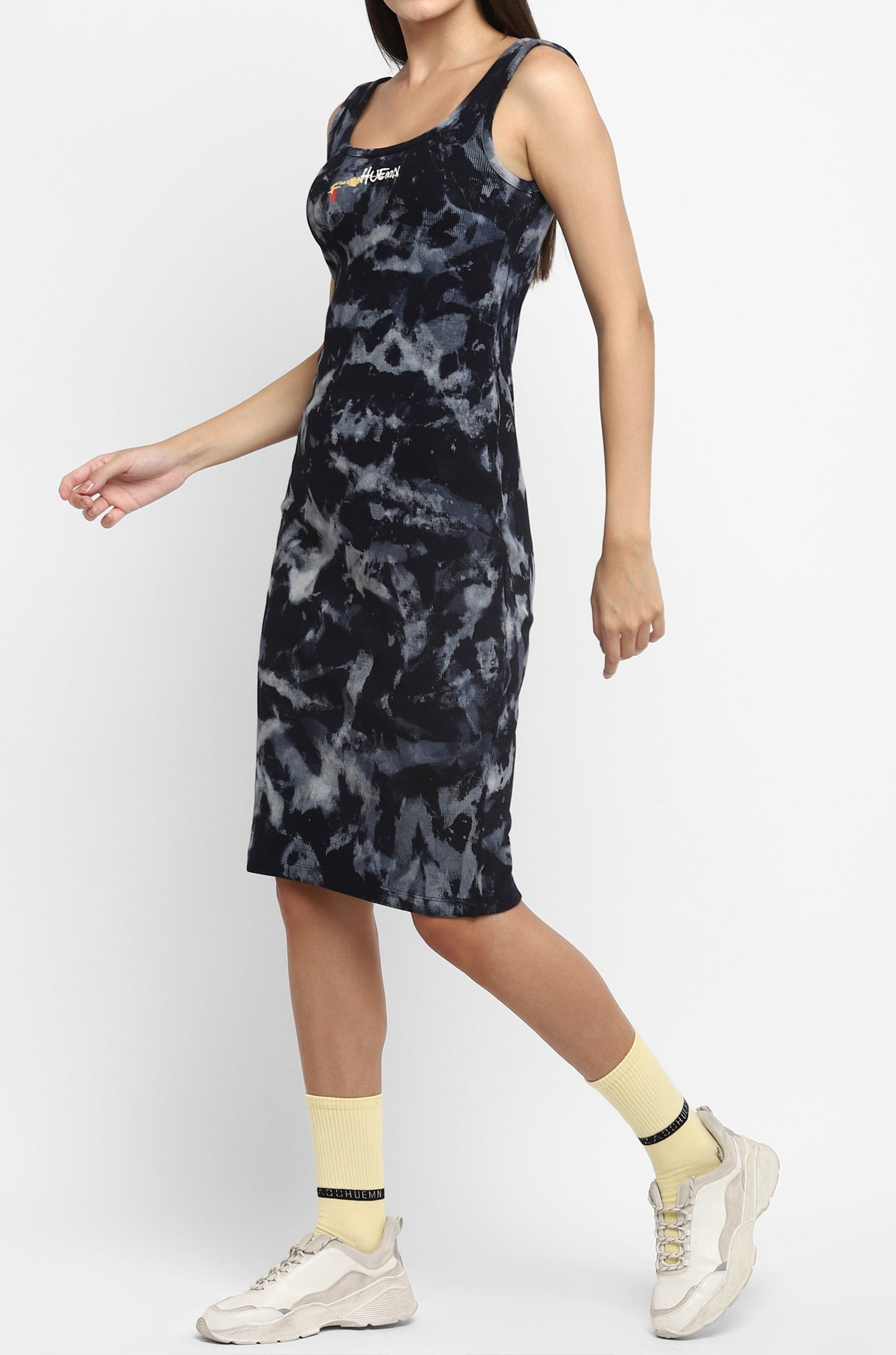 Cold Pressed Rose Bodycon Tie & Dye Dress