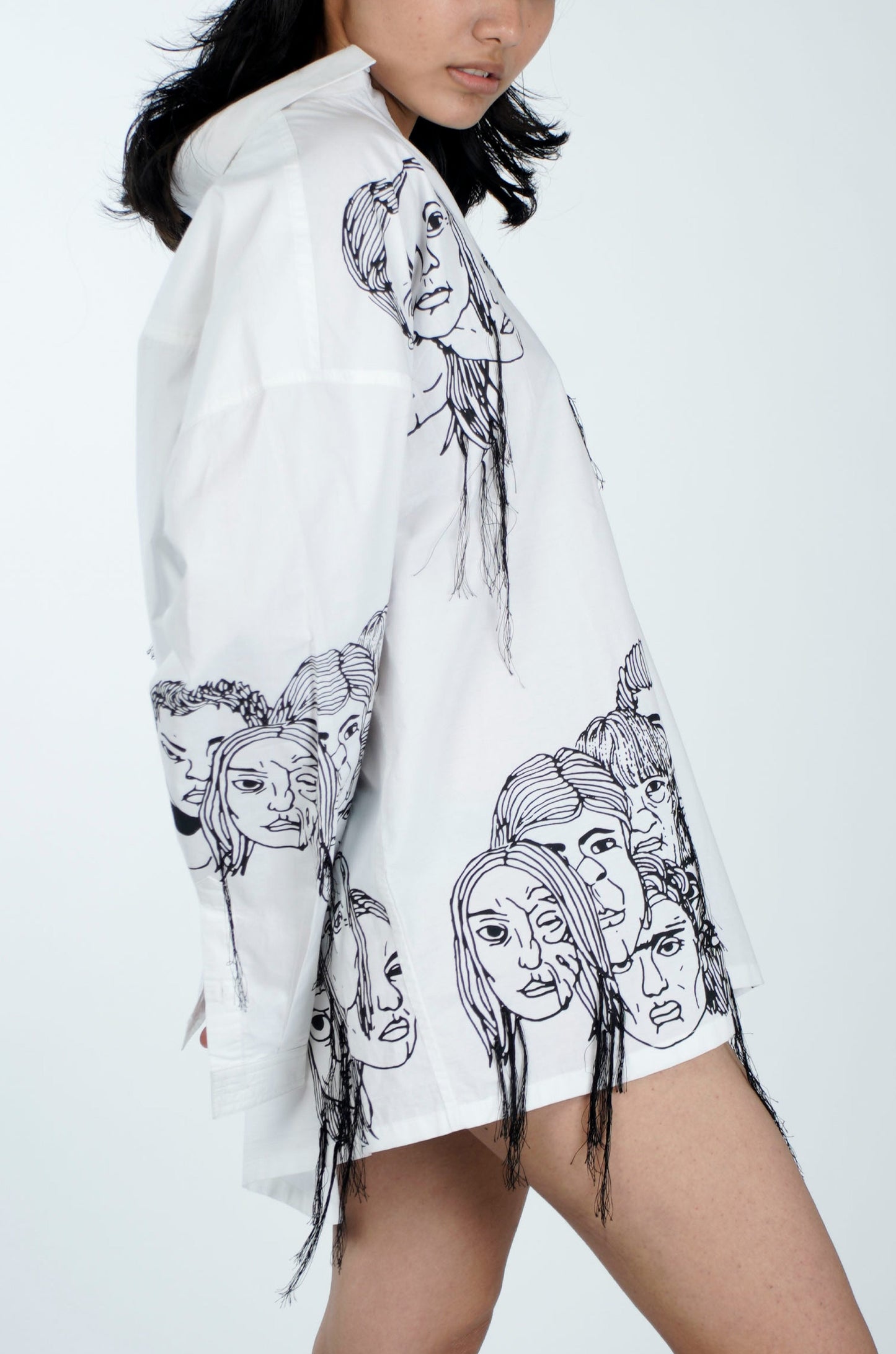 Handcrafted Diversity Stream Shirt(White)