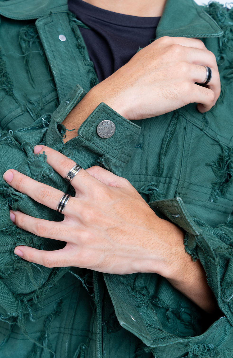 Handcrafted 1000 Panel Distressed Jacket (Green)