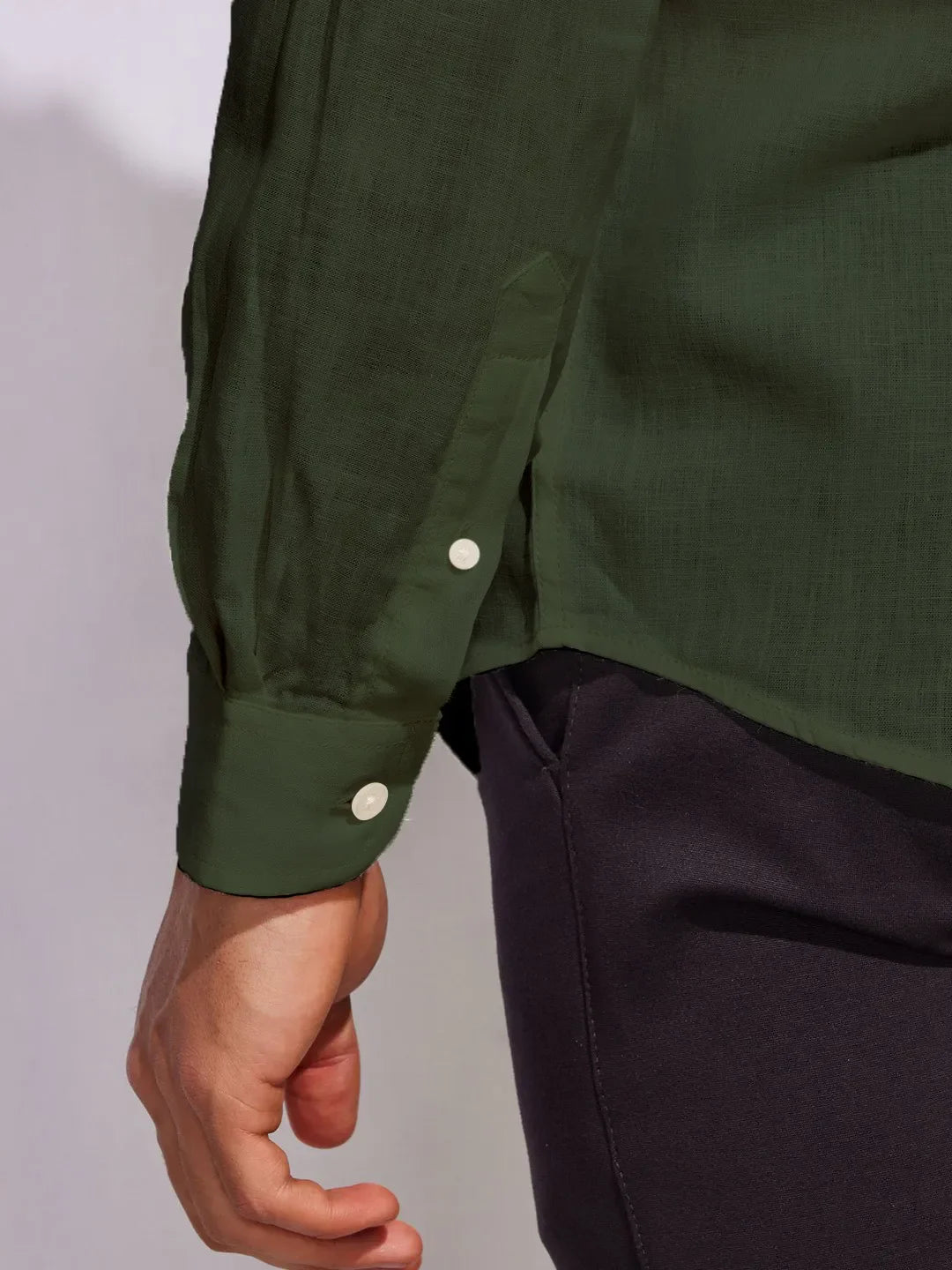 Solid Dark Green Premium Cotton Casual Full Sleeve Shirt for Men - Prime Fitz