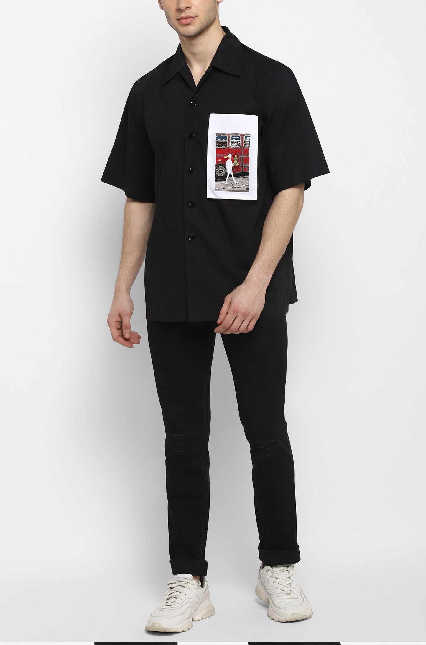 Handcrafted 'Missing Person' Safari Shirt (Black)