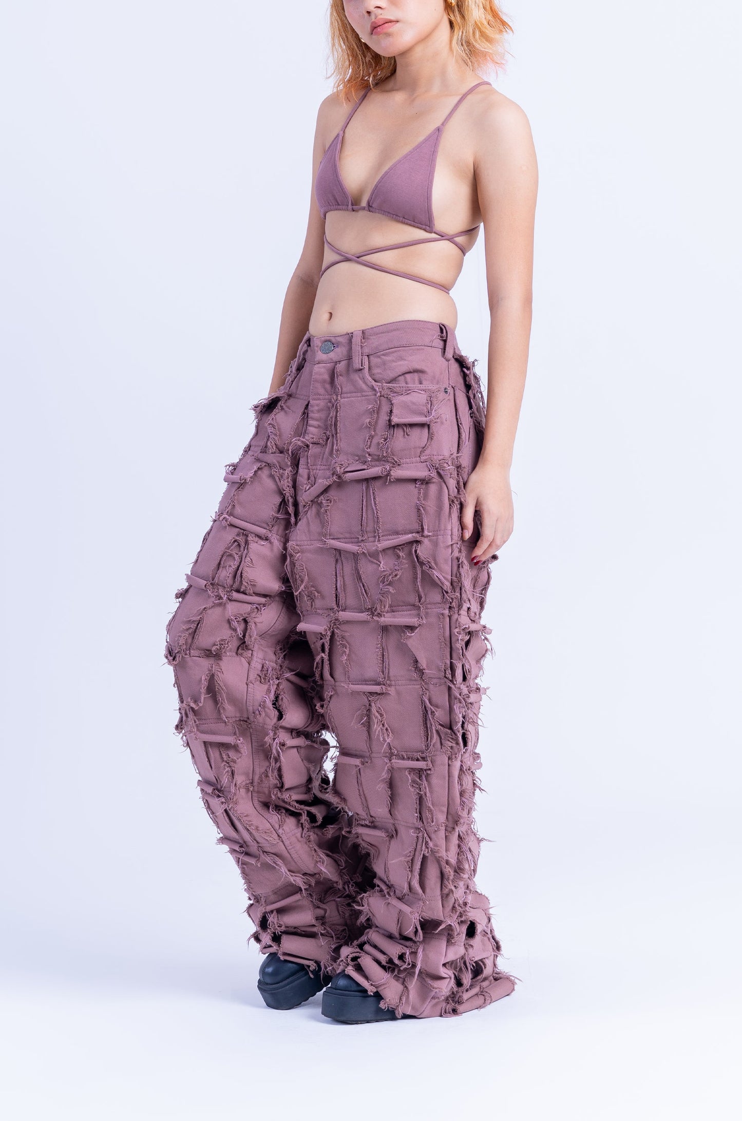 Asymmetric Bralette Top (Beige)