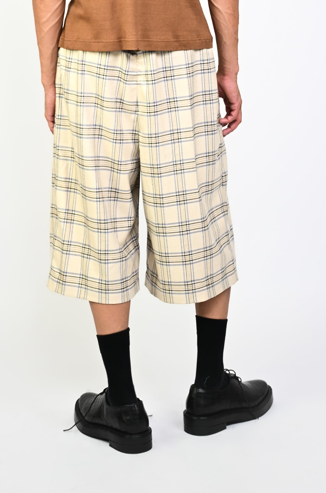 Pleated cullotes in checkered pattern (Cream)