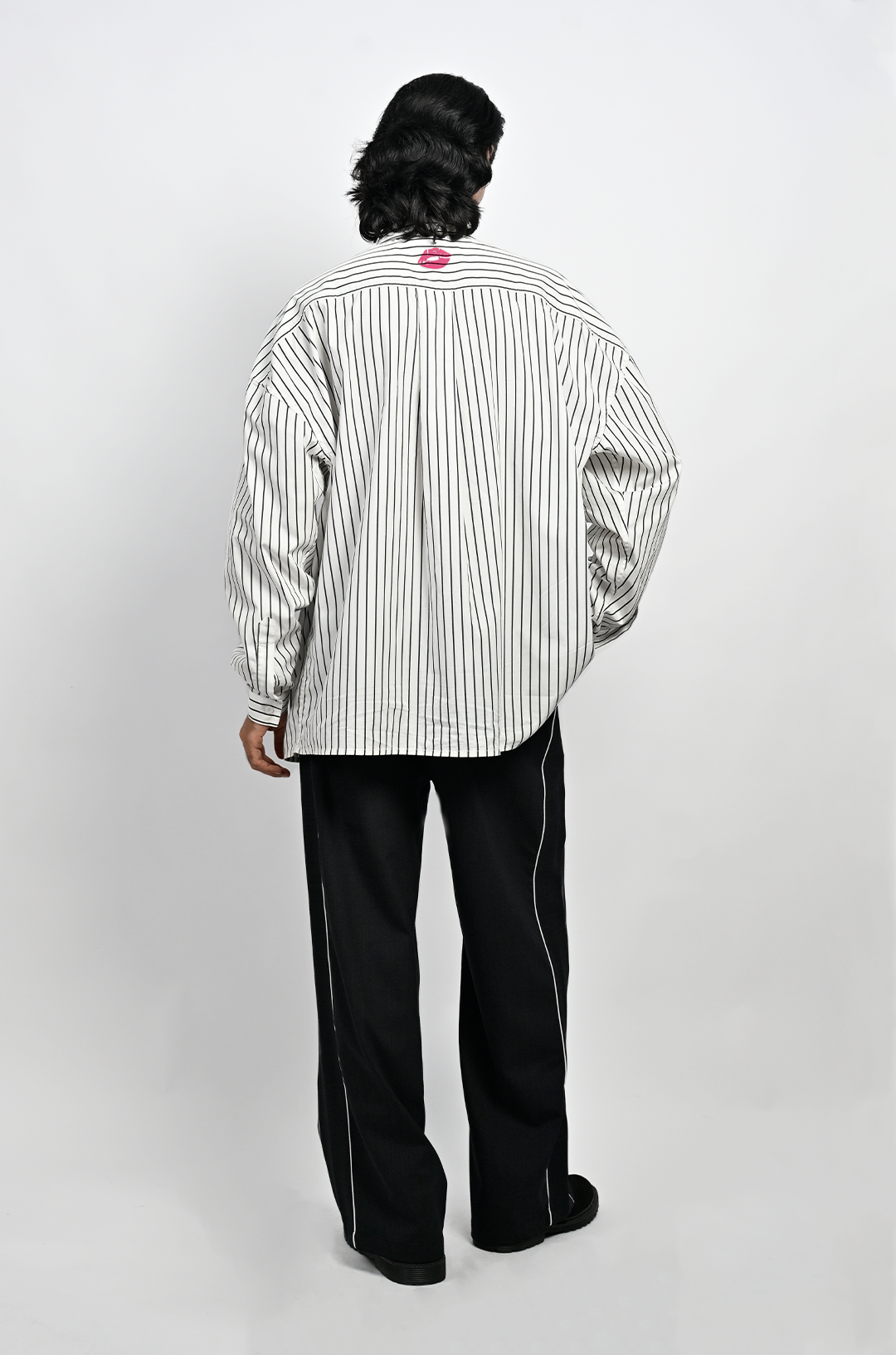 Oversized unisex pinstriped cotton shirt