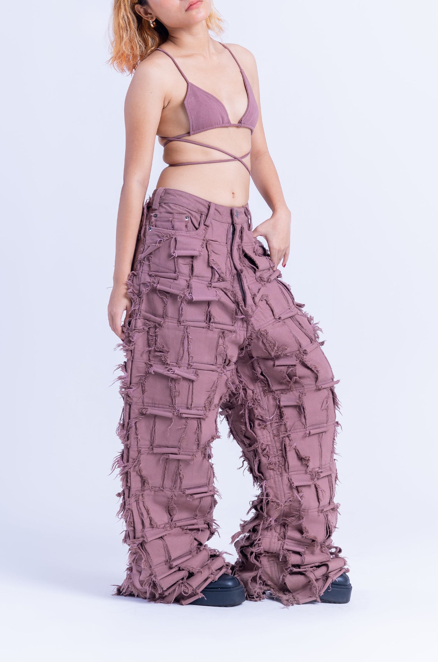 Asymmetric Bralette Top (Beige)