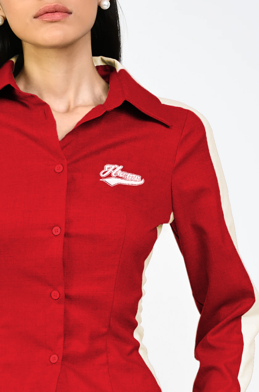 Panelled corset style shirt (Red)