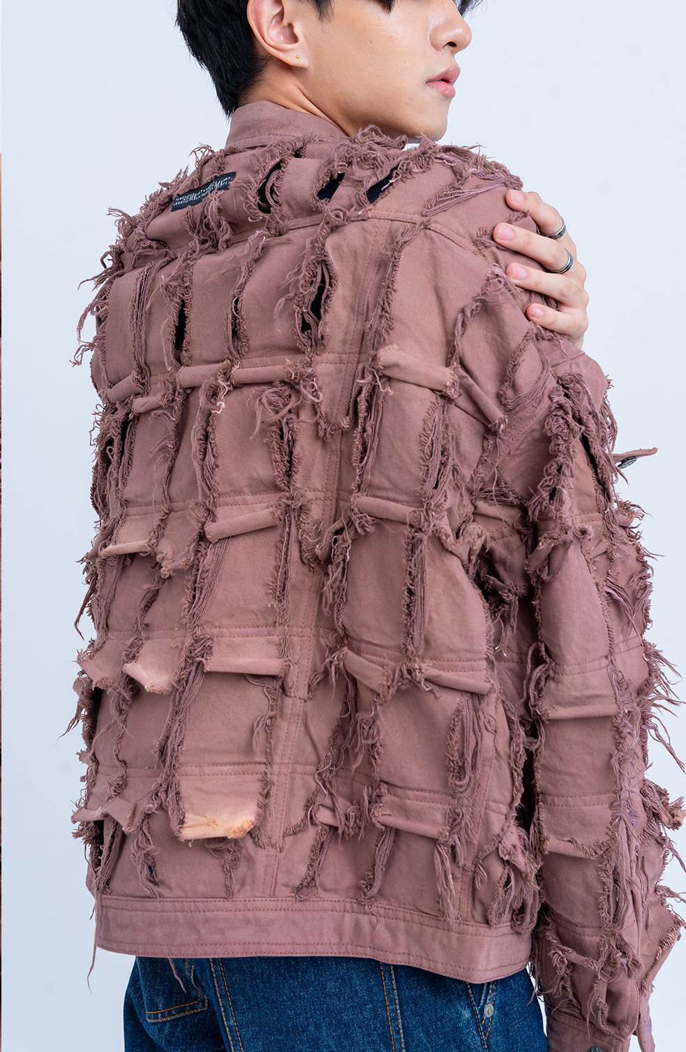 Handcrafted 1000 Panel Distressed Jacket (Beige)