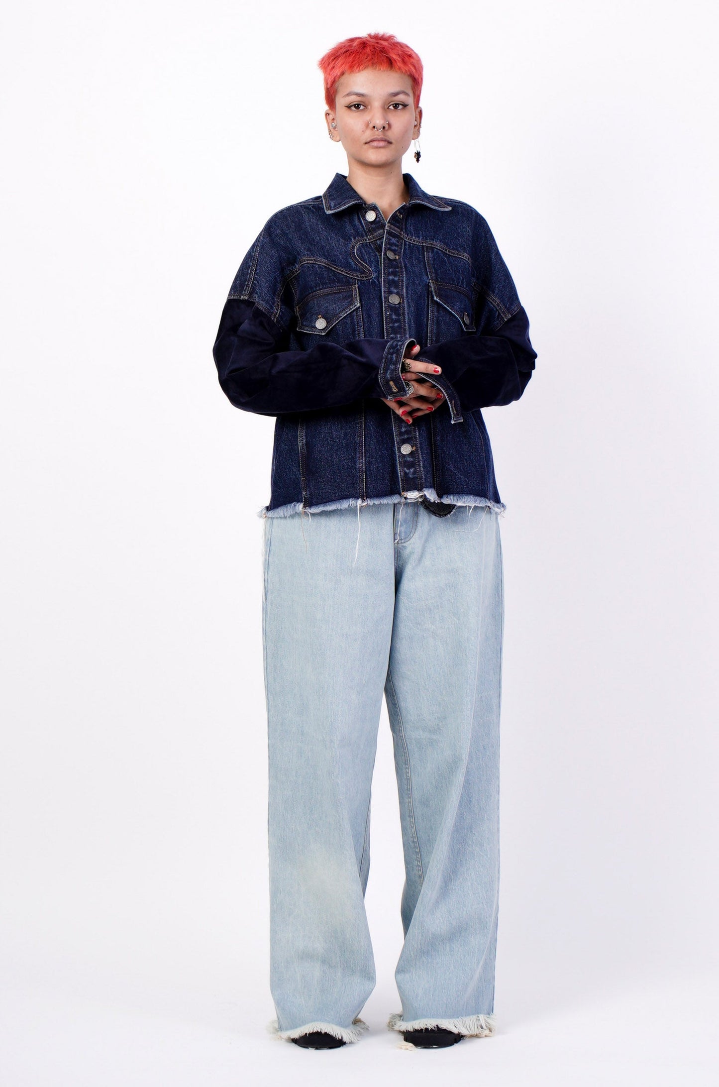 Darwyn Split Velvet And Denim Jacket