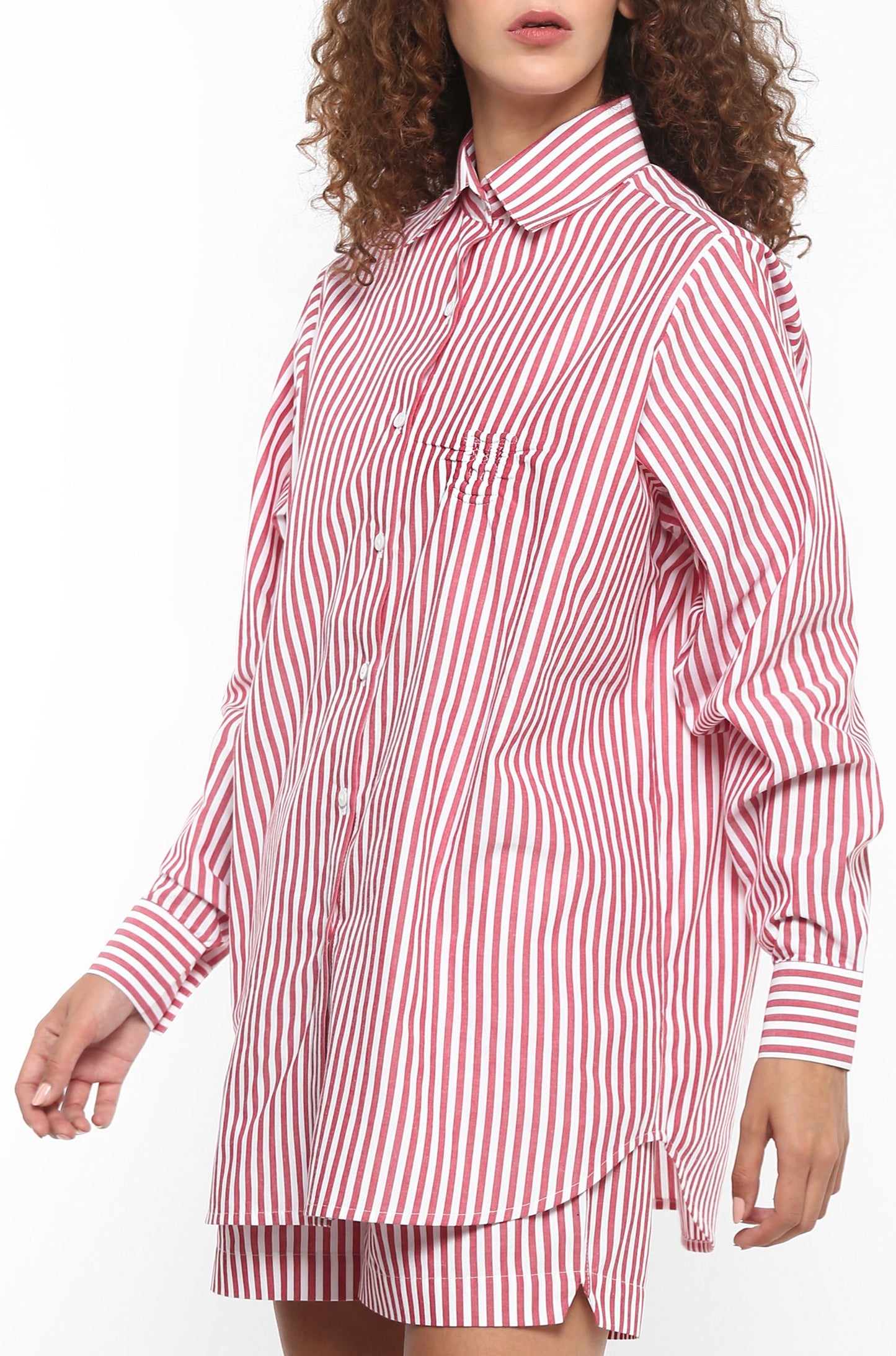 Huemn Gorilla Insignia Striped Shirt (Flamingo Pink)