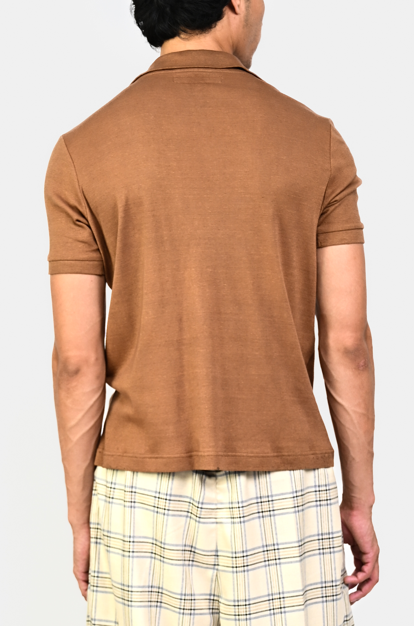 Polo T-shirt with deconstructed detail (Men's)-Brown