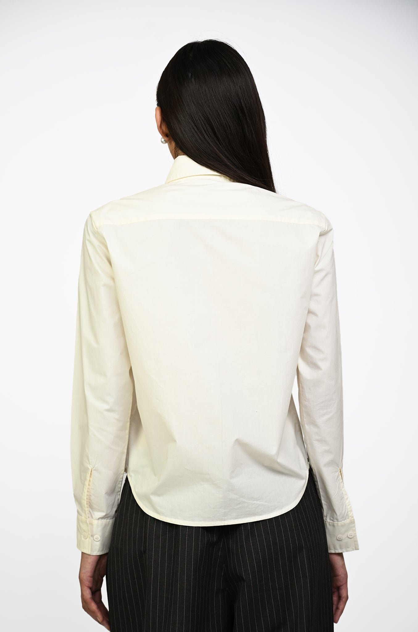 Embroidered logo cotton shirt (Butter Yellow)