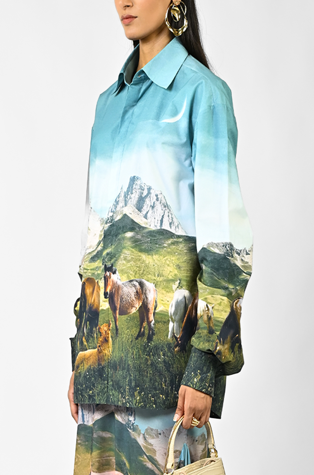 Open fields printed cotton shirt