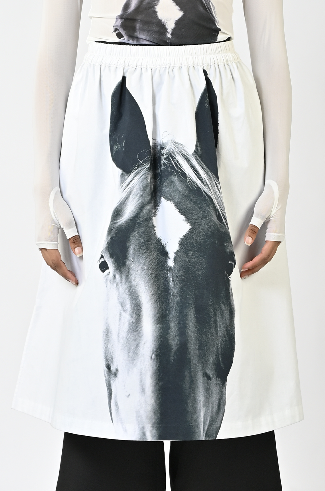 Horse printed cotton skirt