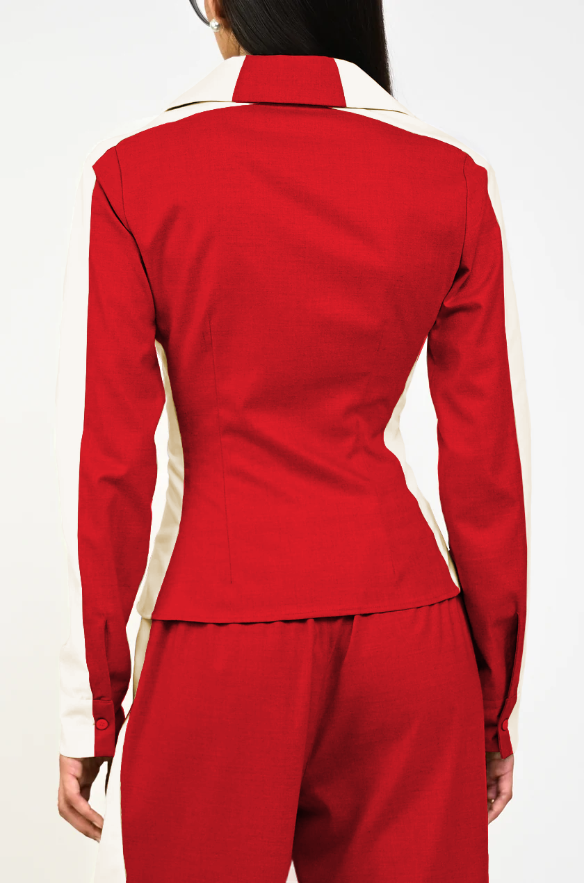 Panelled corset style shirt (Red)