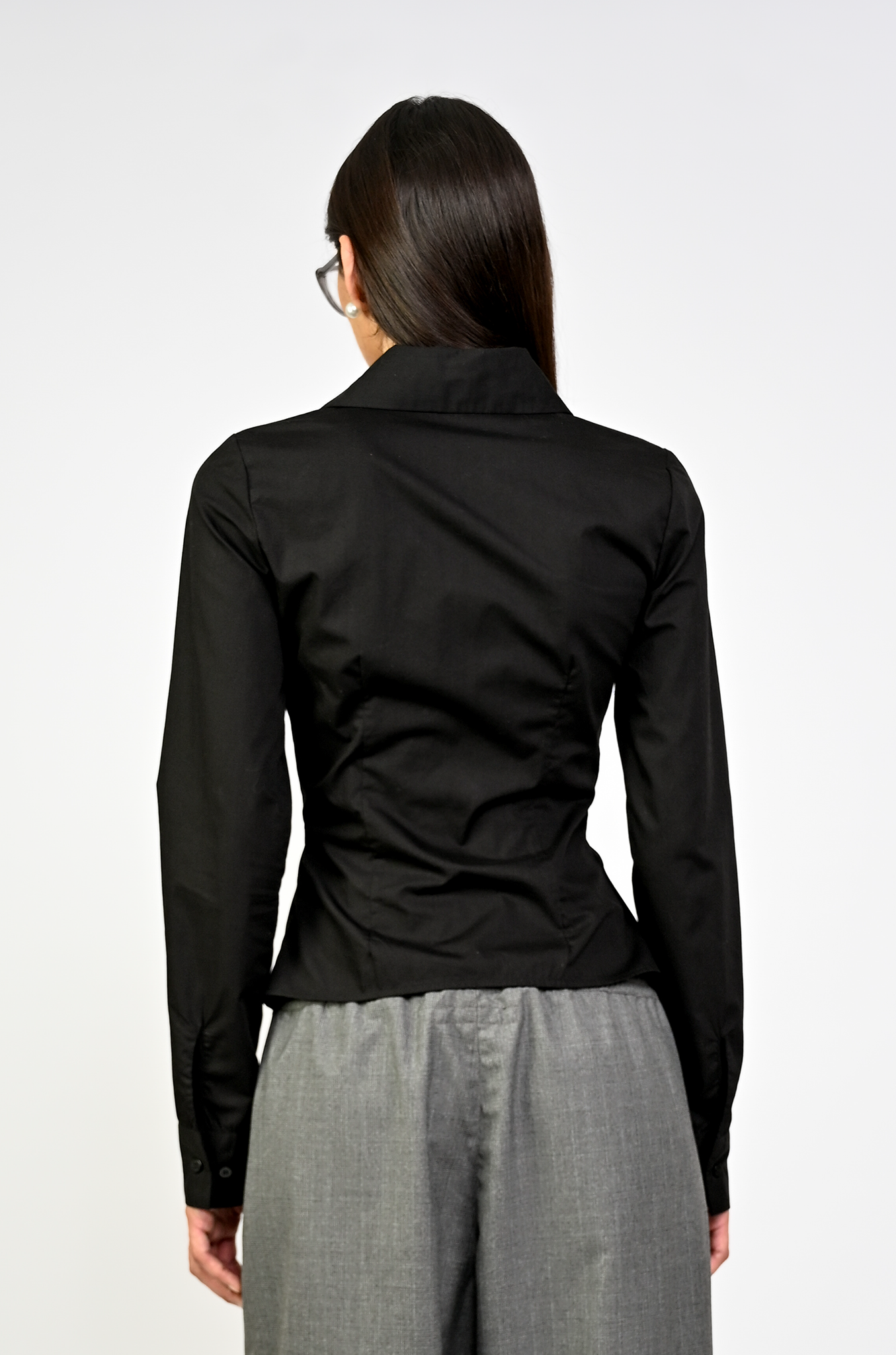 HUEMN Corset style shirt with pocket detail (Black)