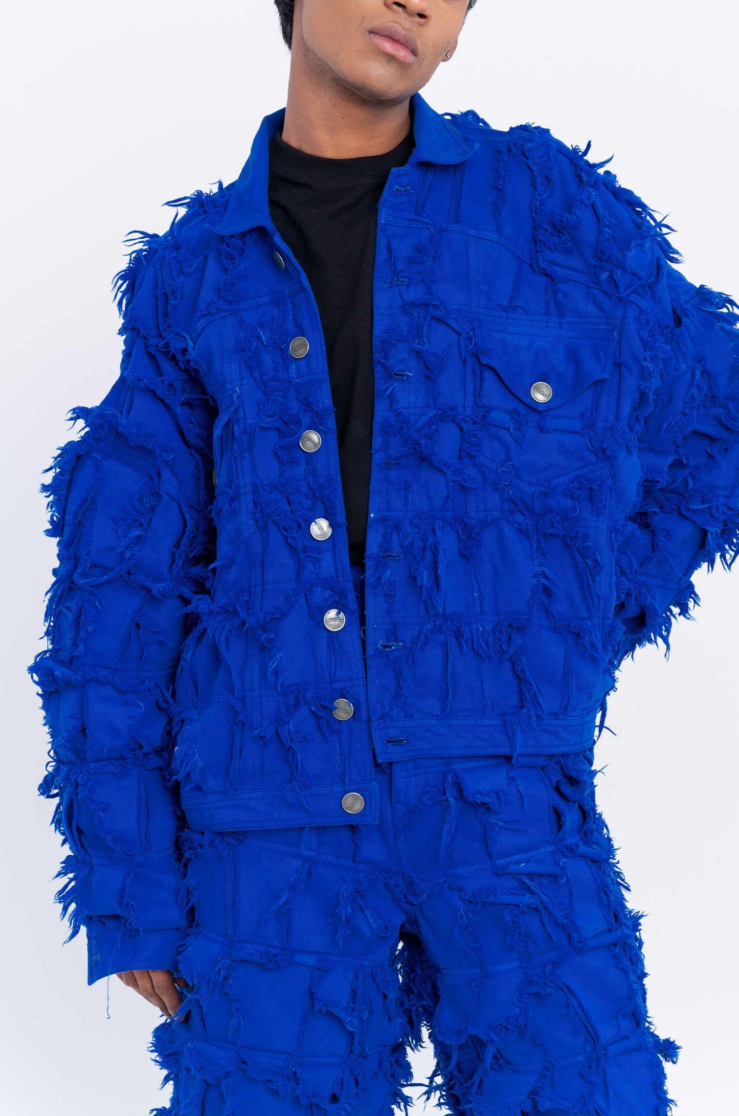 Handcrafted 1000 Panel Distressed Jacket (Blue)