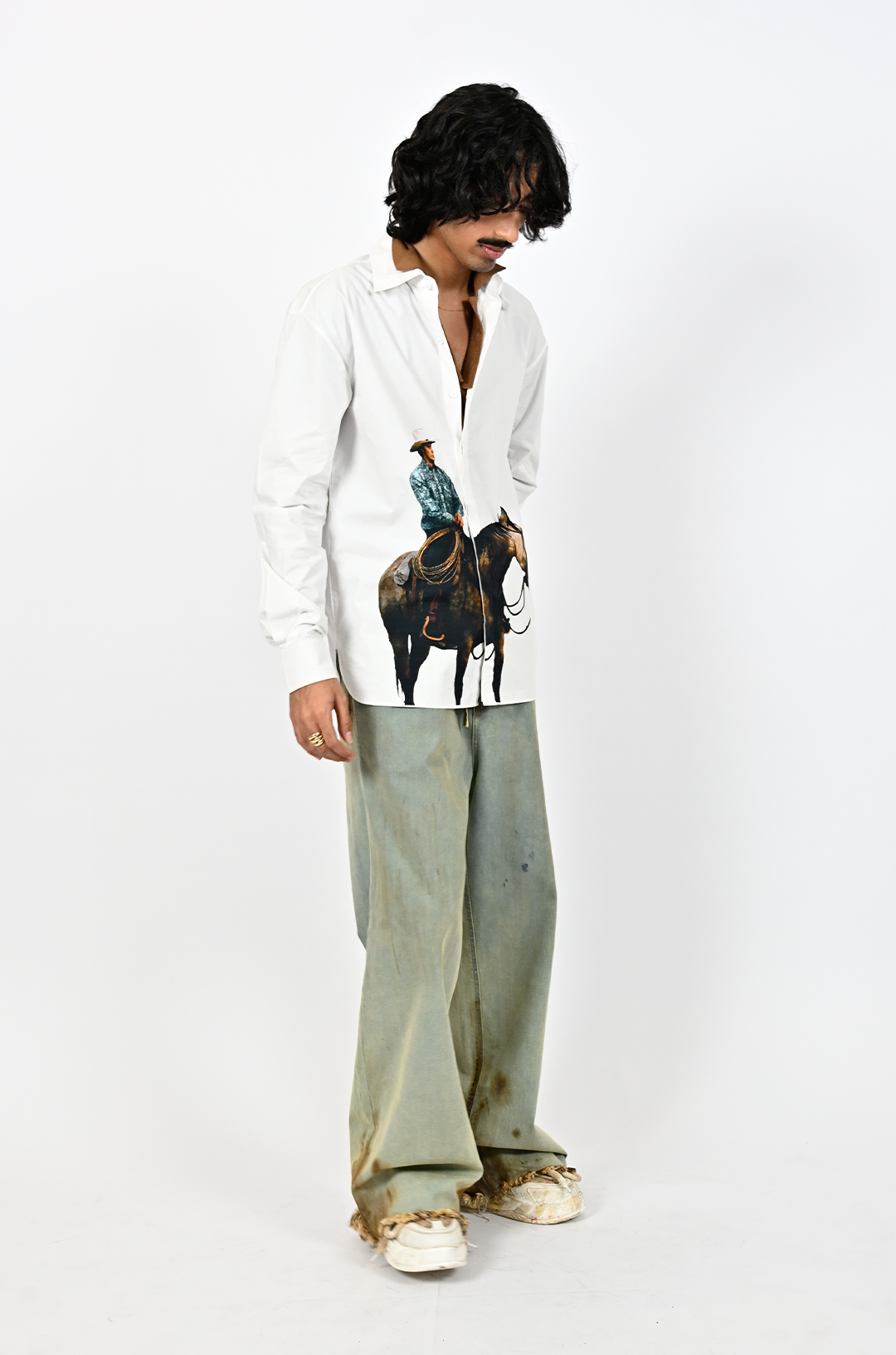 Straight Fit Printed Cotton Shirt