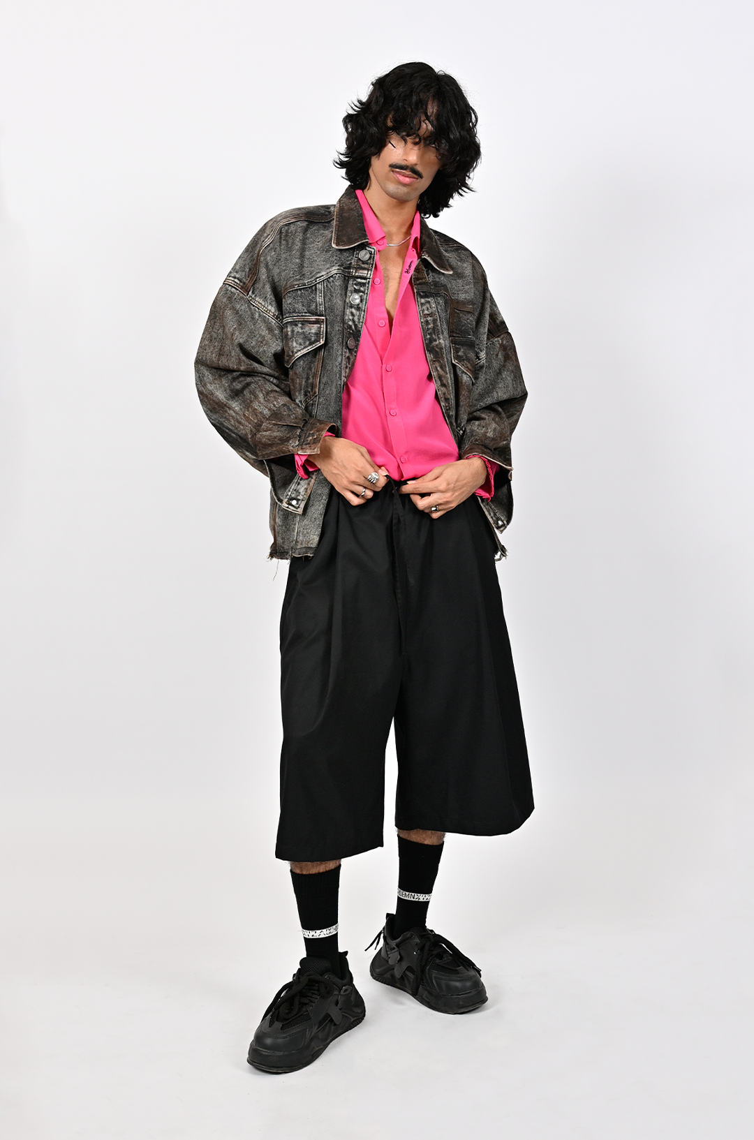 Pleated culottes (Black)