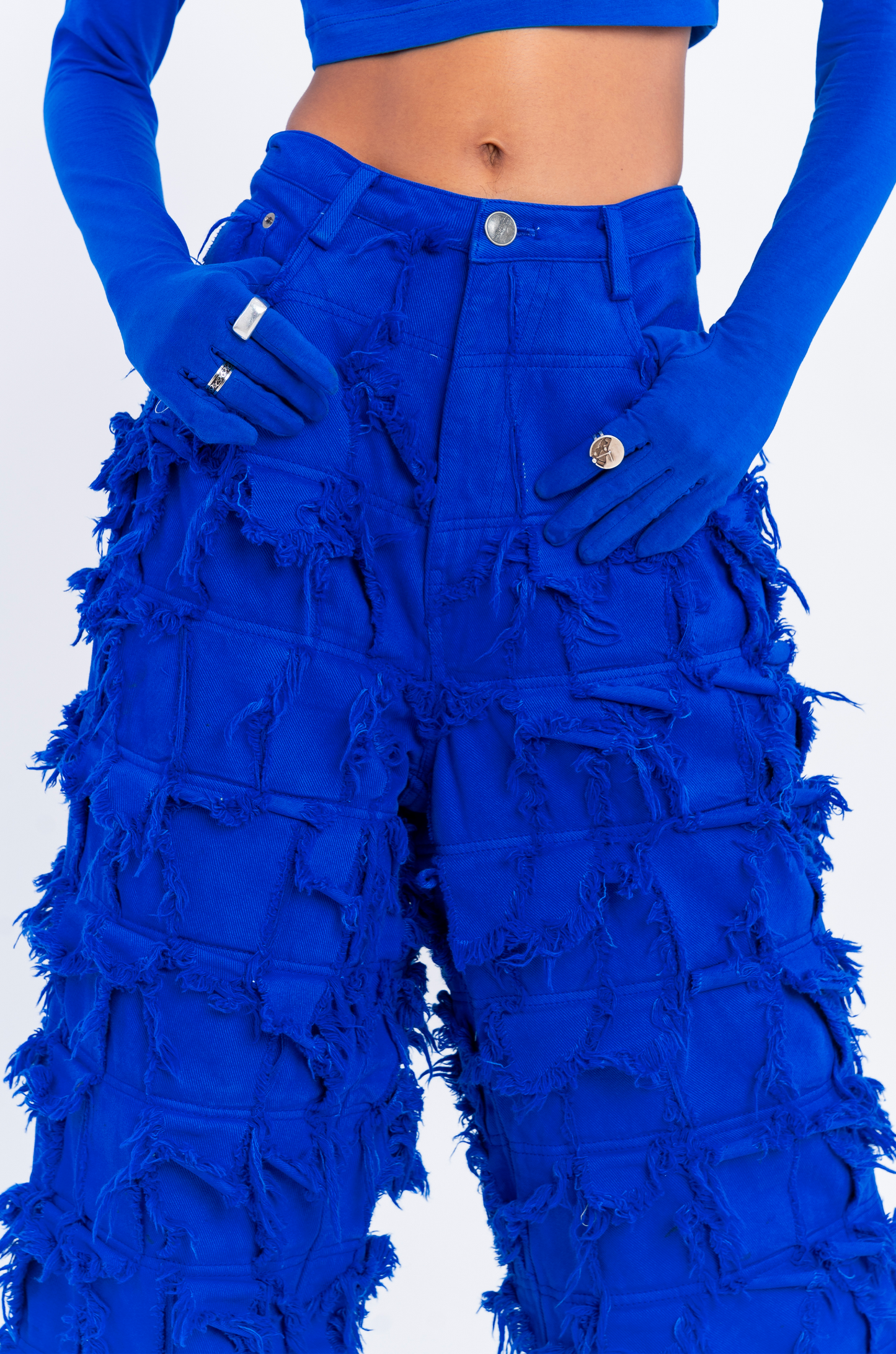 Handcrafted 1000 Panel Distressed Jeans (Blue)