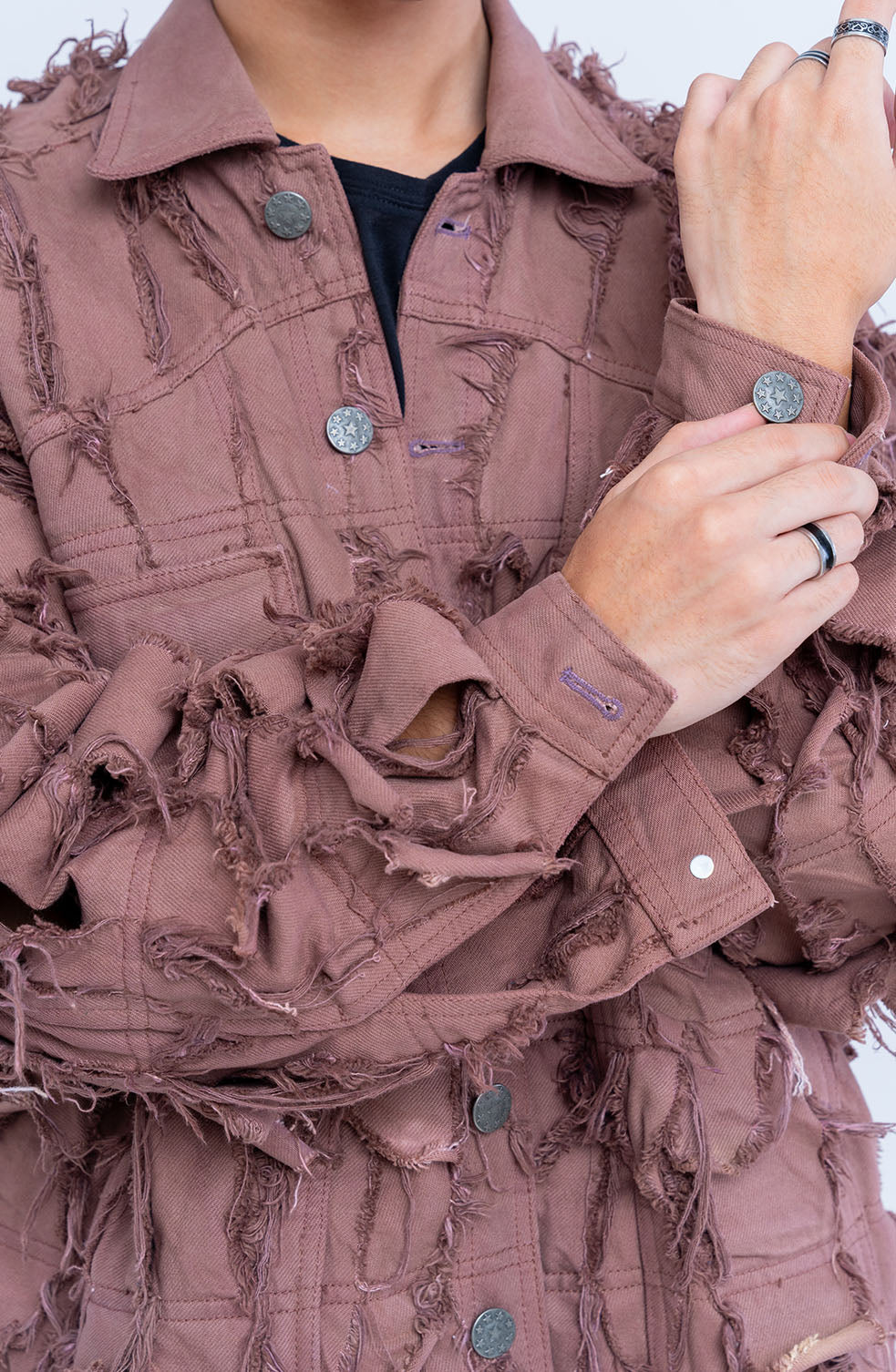 Handcrafted 1000 Panel Distressed Jacket (Beige)