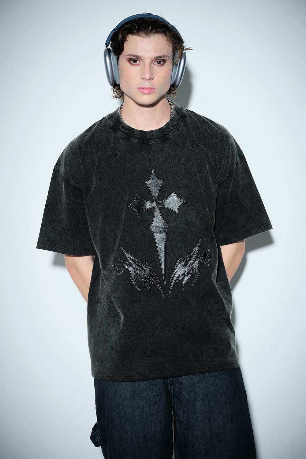Crucivibe Leather Patch Oversized T-shirt