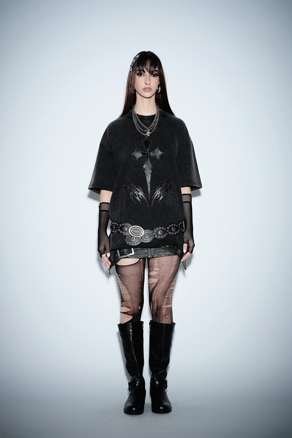Crucivibe Leather Patch Oversized T-shirt
