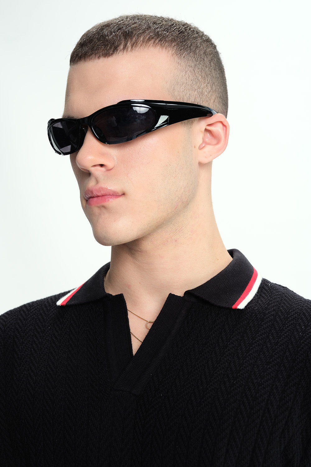 Black Cable Knit Polo