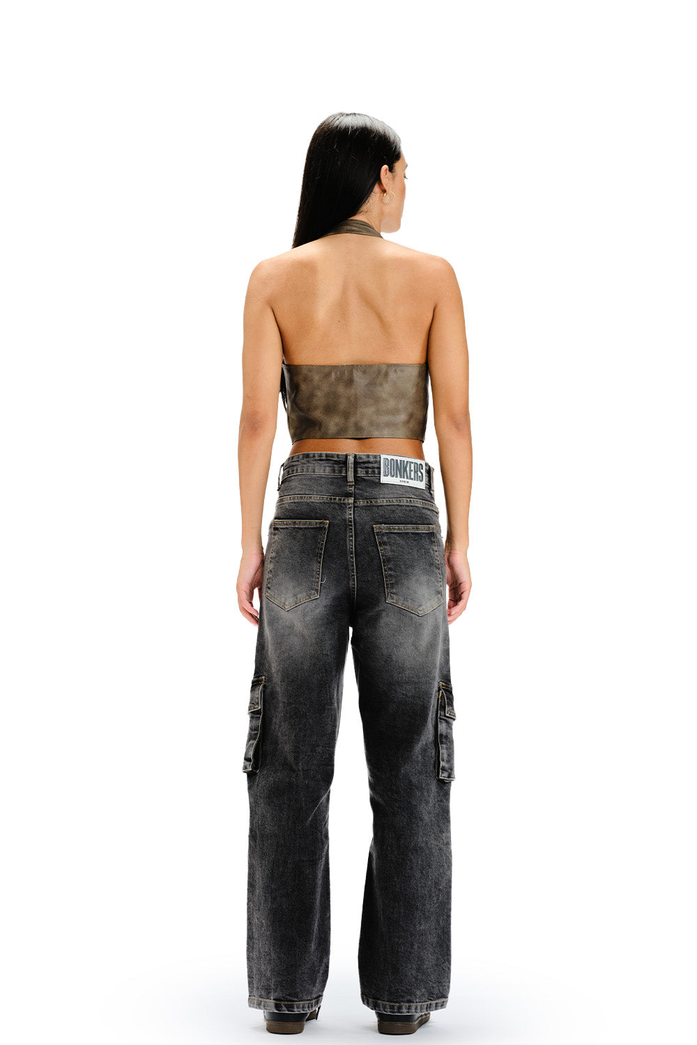 Black Wash Workwear Cargo Jeans