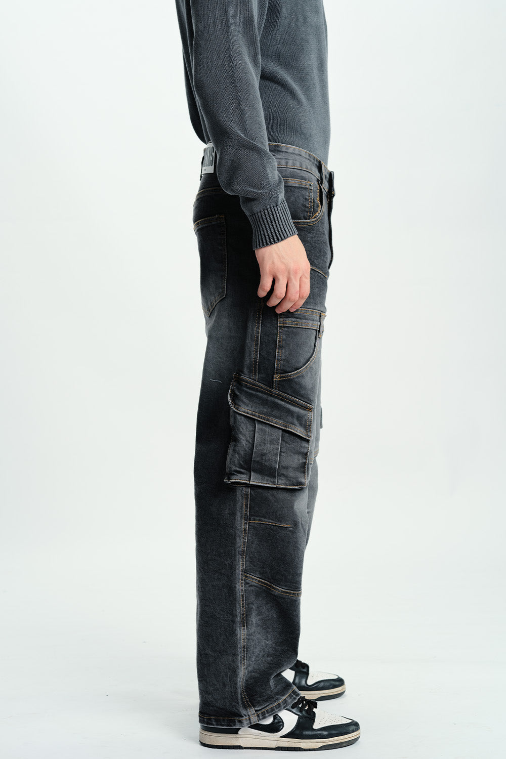 Black Wash Workwear Cargo Jeans