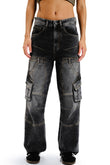 Black Wash Workwear Cargo Jeans