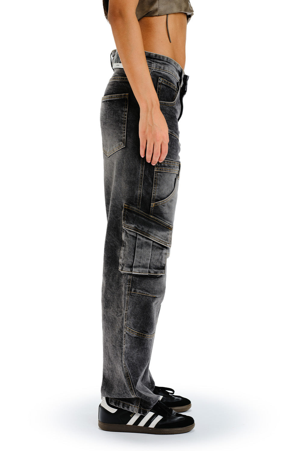 Black Wash Workwear Cargo Jeans