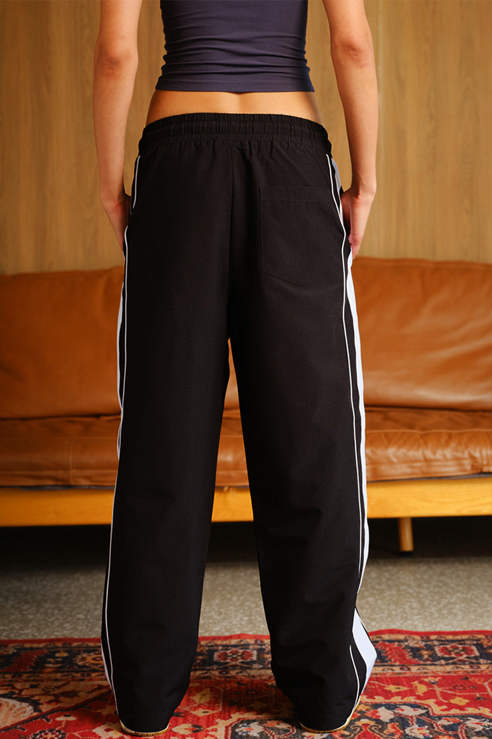 Black Tape Wide Leg Joggers