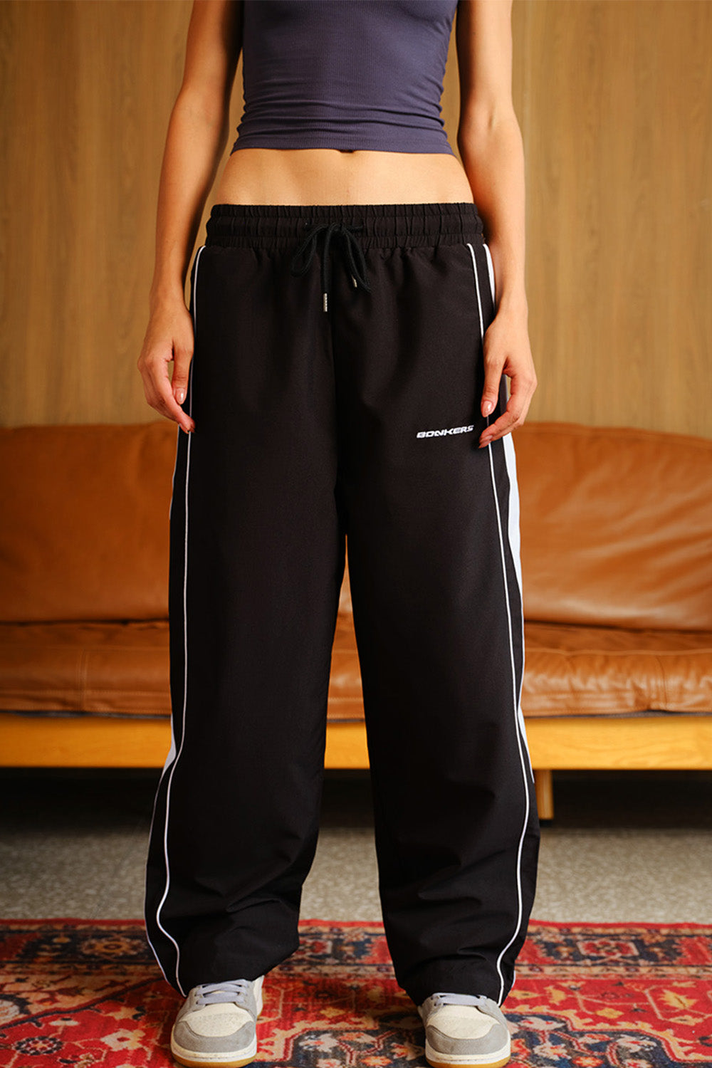 Black Tape Wide Leg Joggers