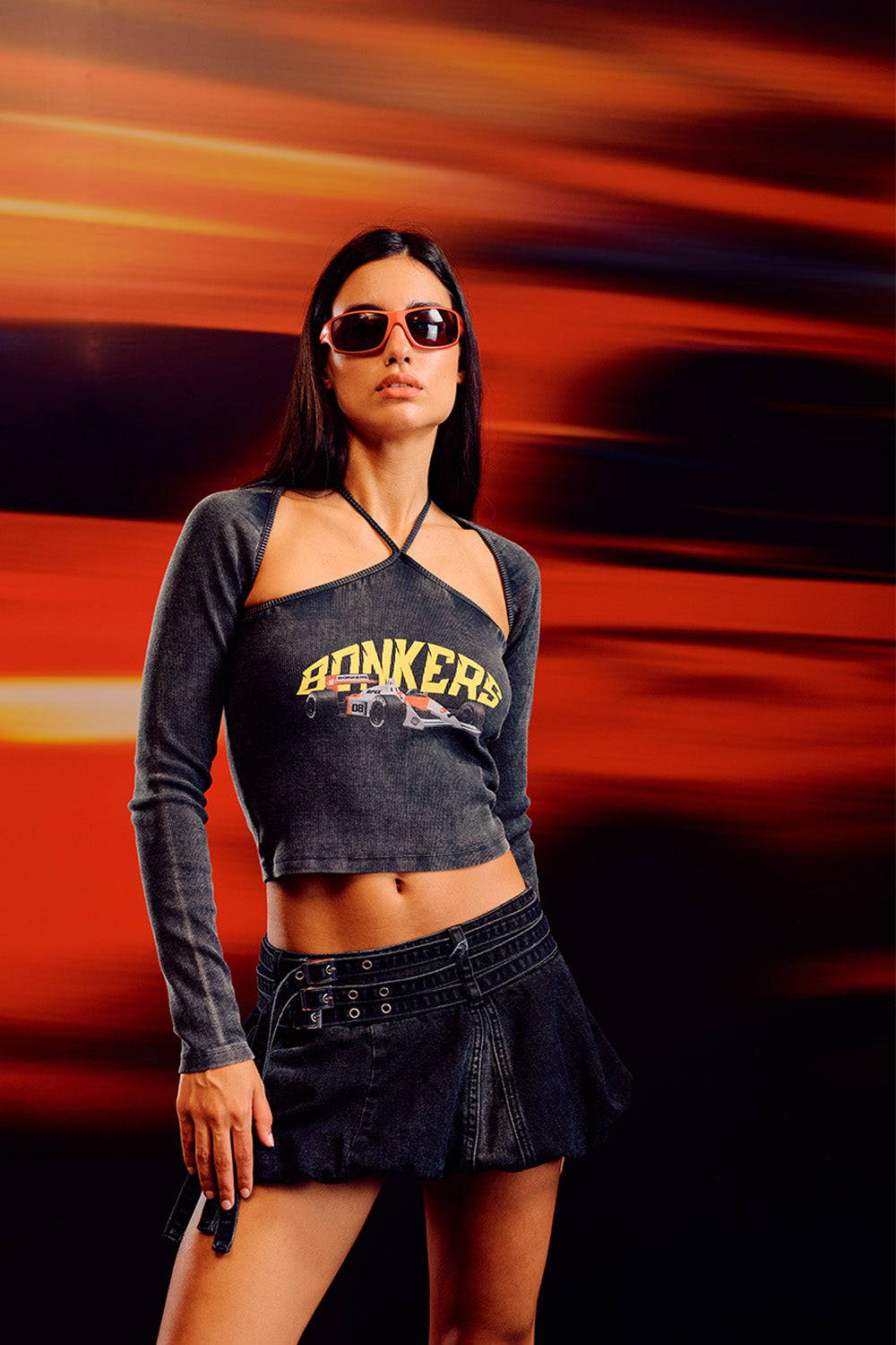 Blitz Halter Neck Long Sleeve Top