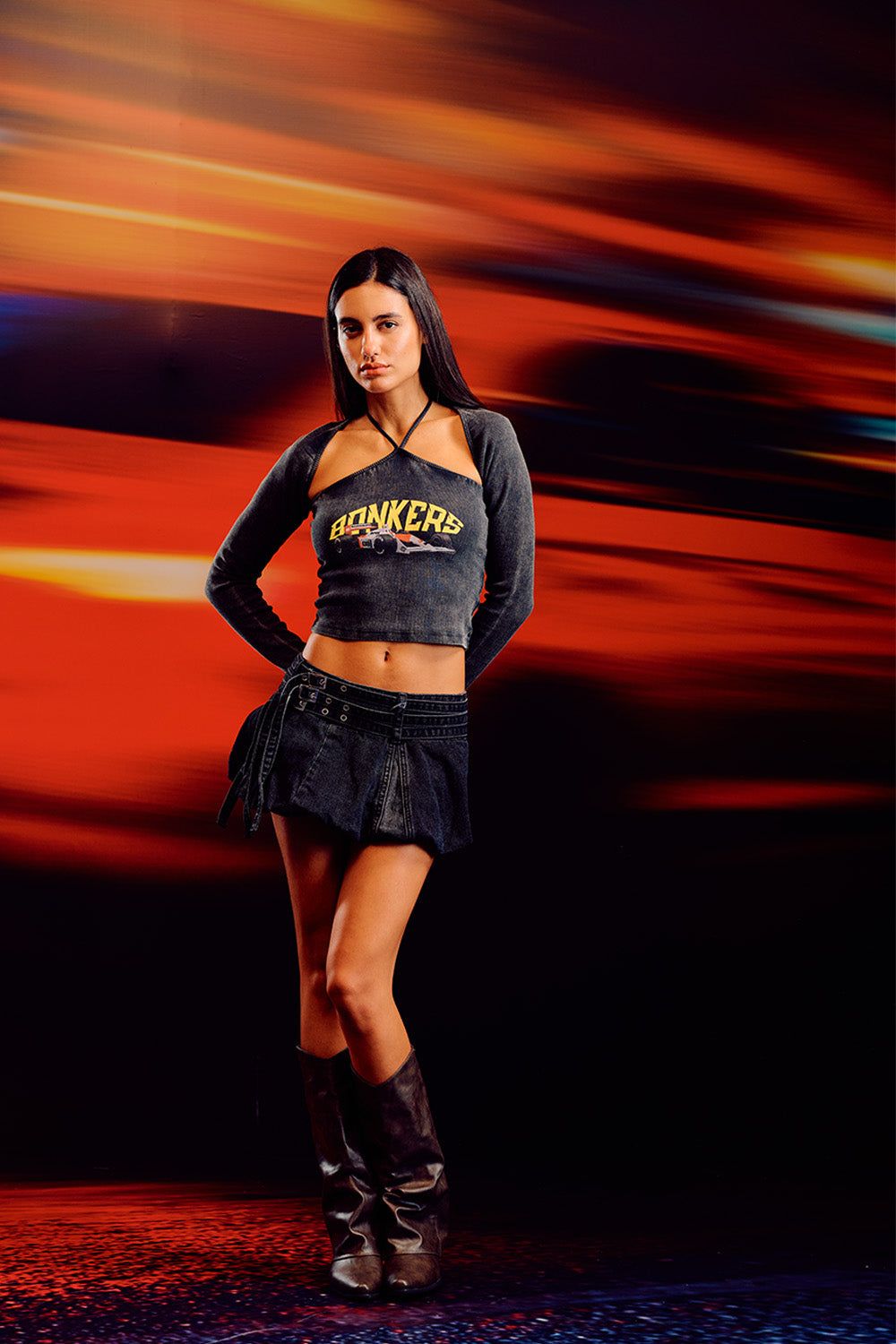 Blitz Halter Neck Long Sleeve Top