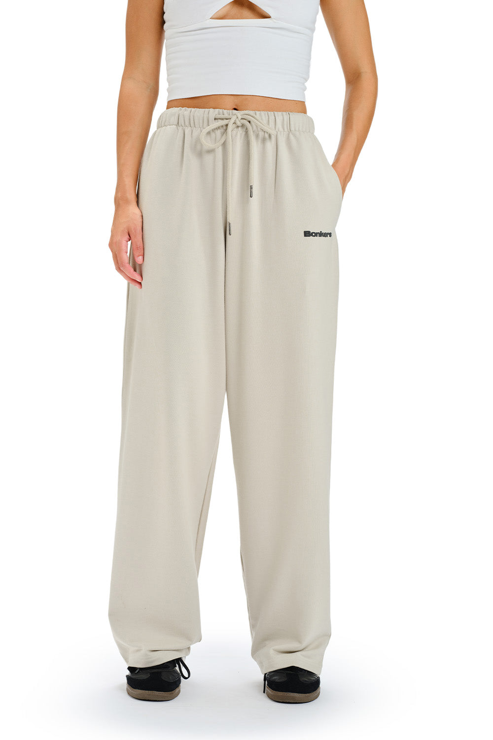 Muted White Loose Fit Joggers