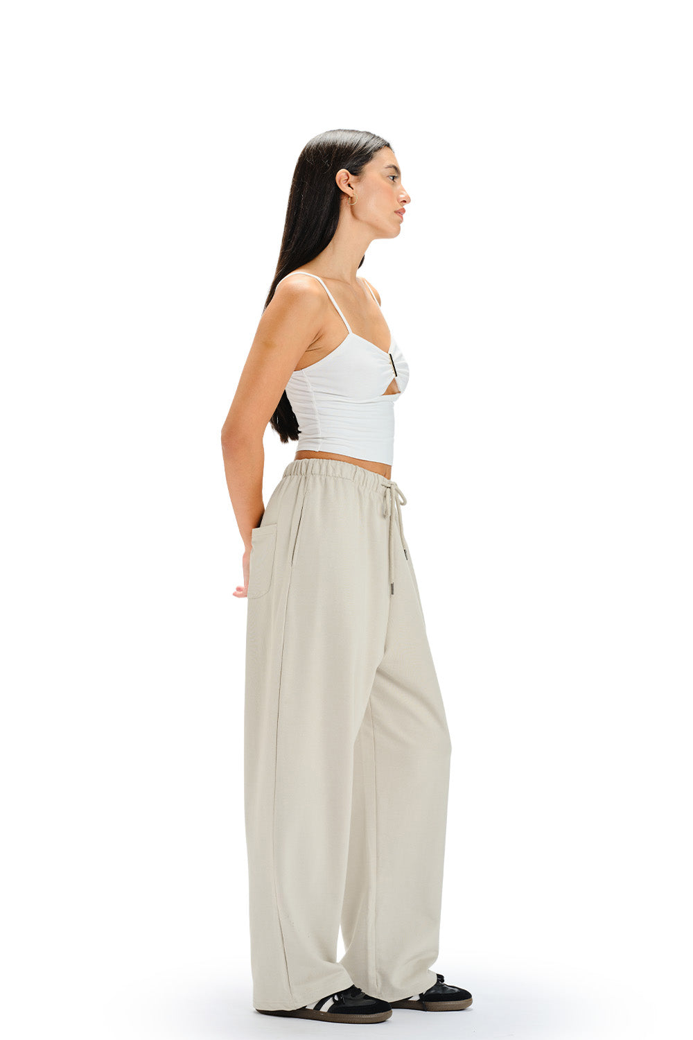 Muted White Loose Fit Joggers