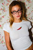 Hot Pepper Beaded Embroidery Baby Tee