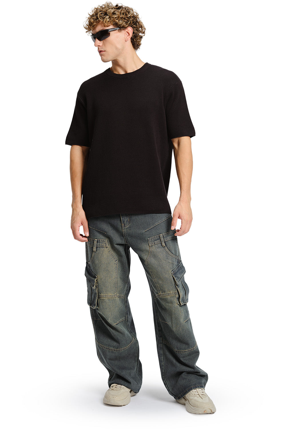 Black Relaxed Fit Knit T-shirt