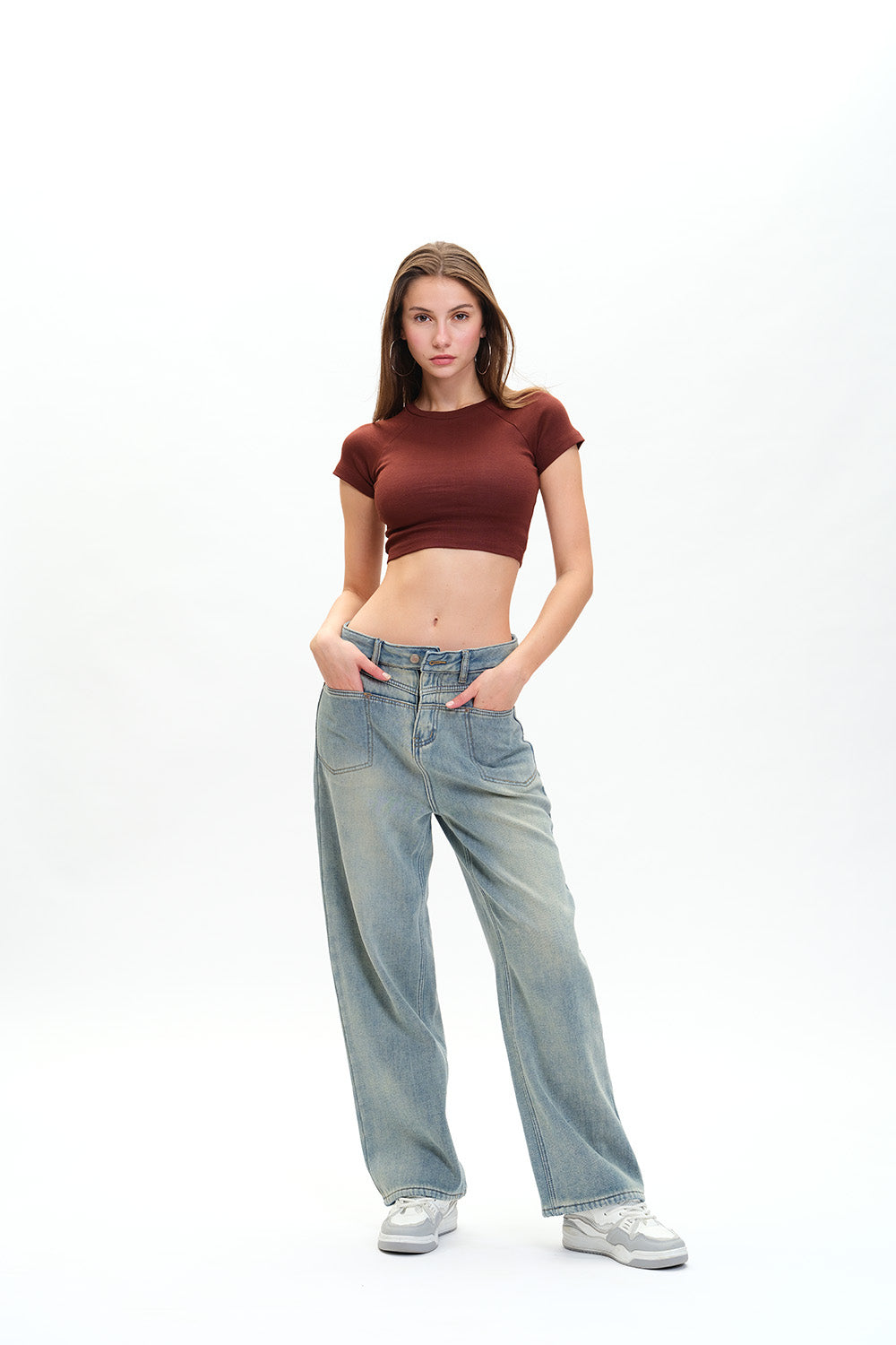 Brown Ribbed Heavyweight Baby Tee